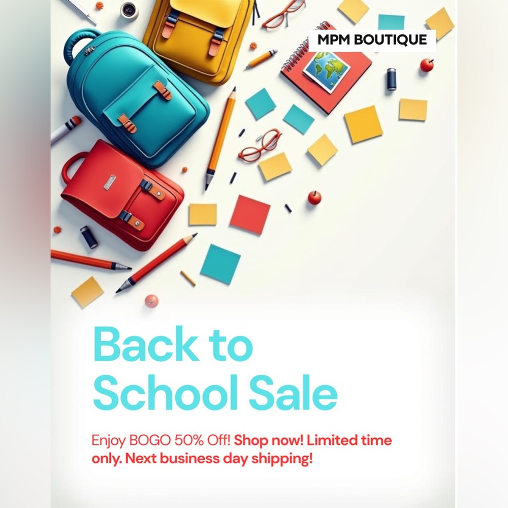 MPM Boutique: Back to School Sale – BOGO 50% Off!